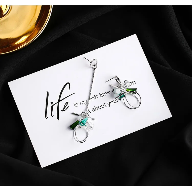 Асимметричный Кристалл Длинная кисточка звено цепи висячие серьги для женщин