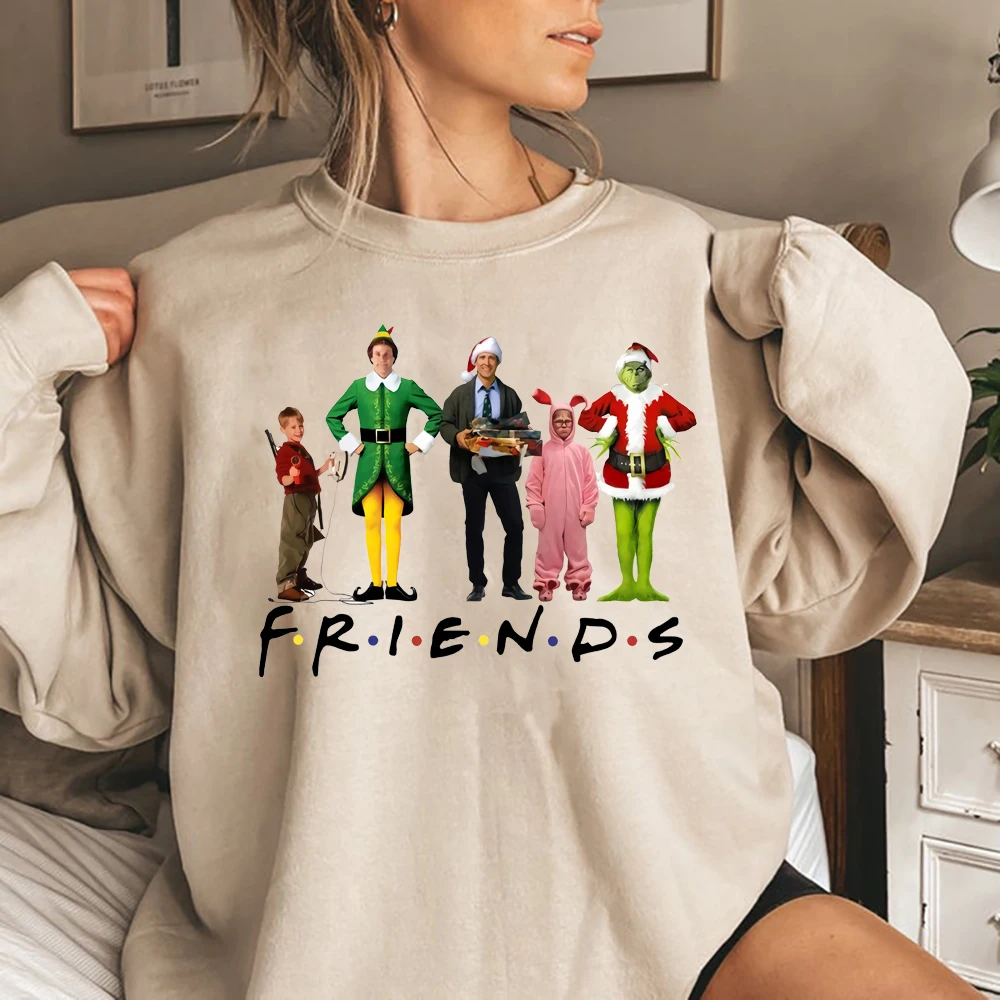

Funny Christmas Sweatshirt Christmas Friends Inspired Hoodie Elf Grinch Kevin Clark Griswold Pullover Grinch Santa Claus Tops