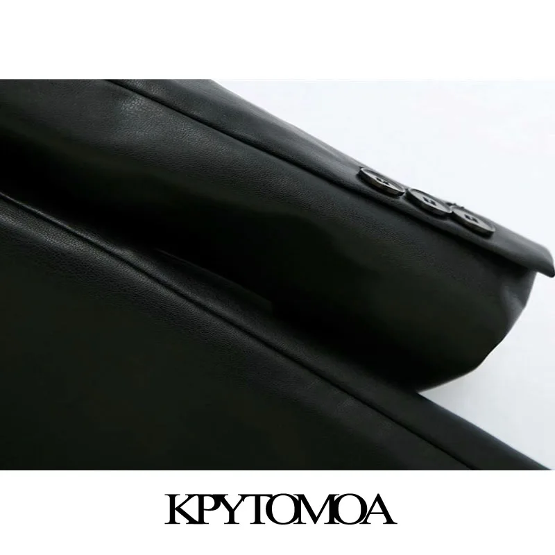 Женский блейзер из искусственной кожи KPYTOMOA свободный винтажный пиджак с длинным