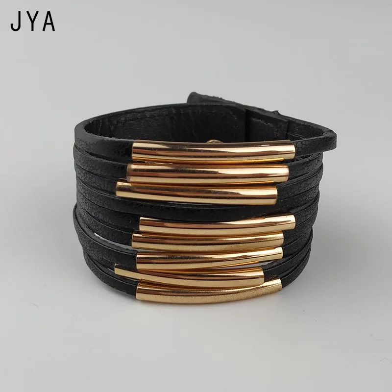 Cpop браслеты для женщин черный кожаный браслет роскошные ювелирные изделия