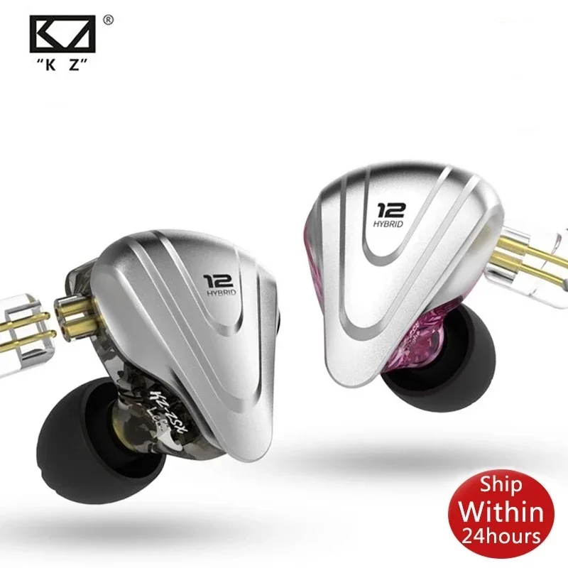 KZ ZST X 1BA+1DD In-Ear Earphones Hybrid Unit HIFI Bass Headset Sports DJ Earbud With Silver-plated Cable Earphones For ZSTX ZSN running headphones