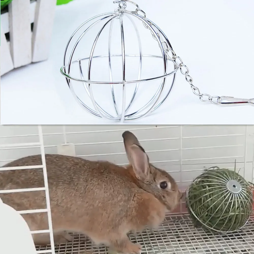 

Stainless Steel Round Sphere Hay Feeder Dispense Exercise Hanging Straw Ball for Guinea Pig Hamster Rat Rabbits Pet Supplies