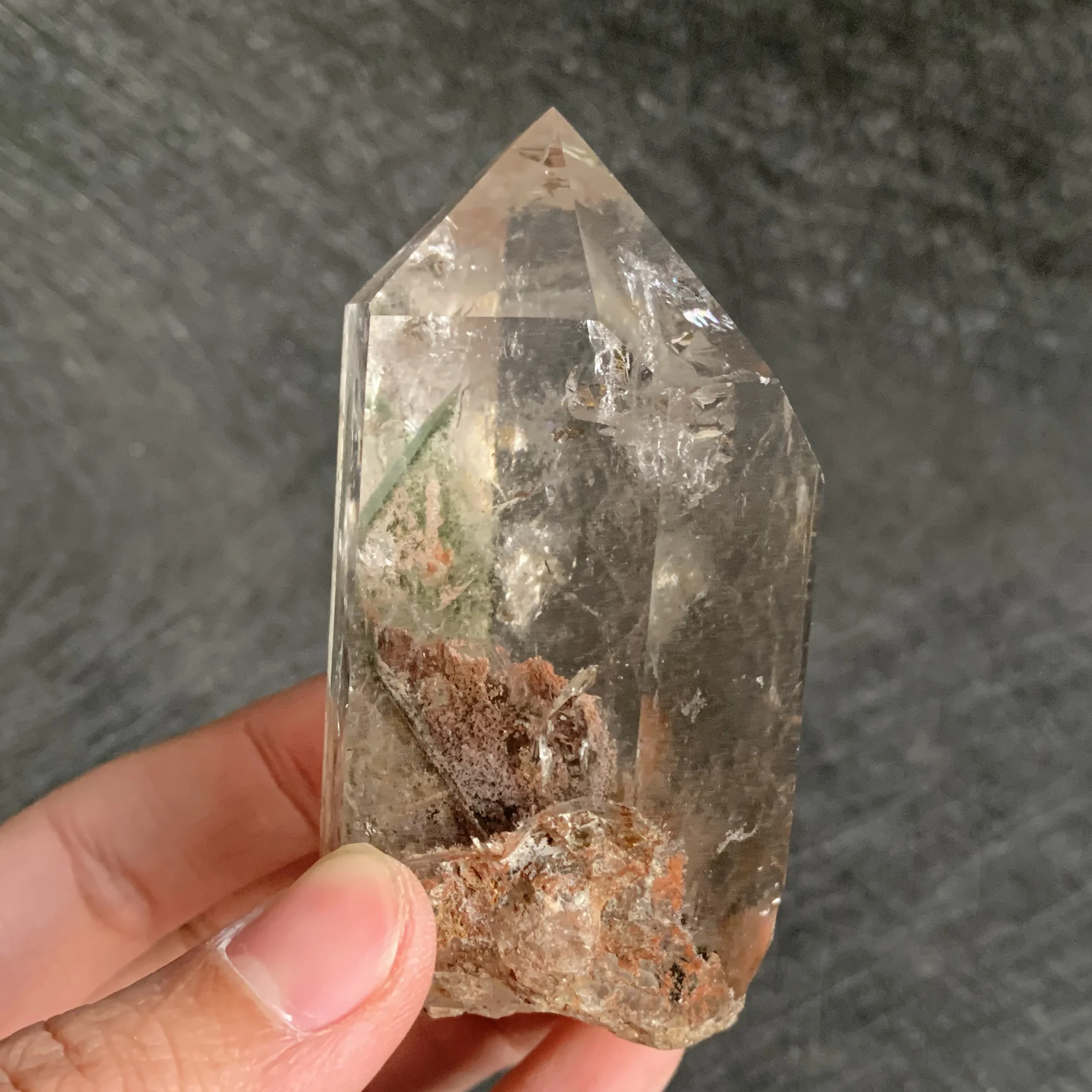 208 г Натуральная Зеленая фантомная палочка украшение полированный кварцевый