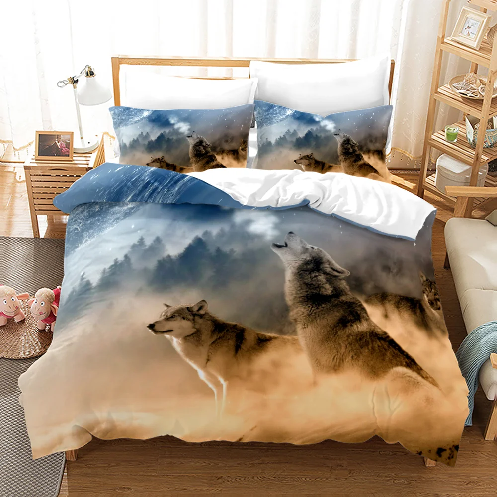 

Wolf Bedding Set Single Twin Full Queen King Size Animal Wolf Bed Set Adult Kid Bedroom Duvetcover Sets 3D Design colcha casal