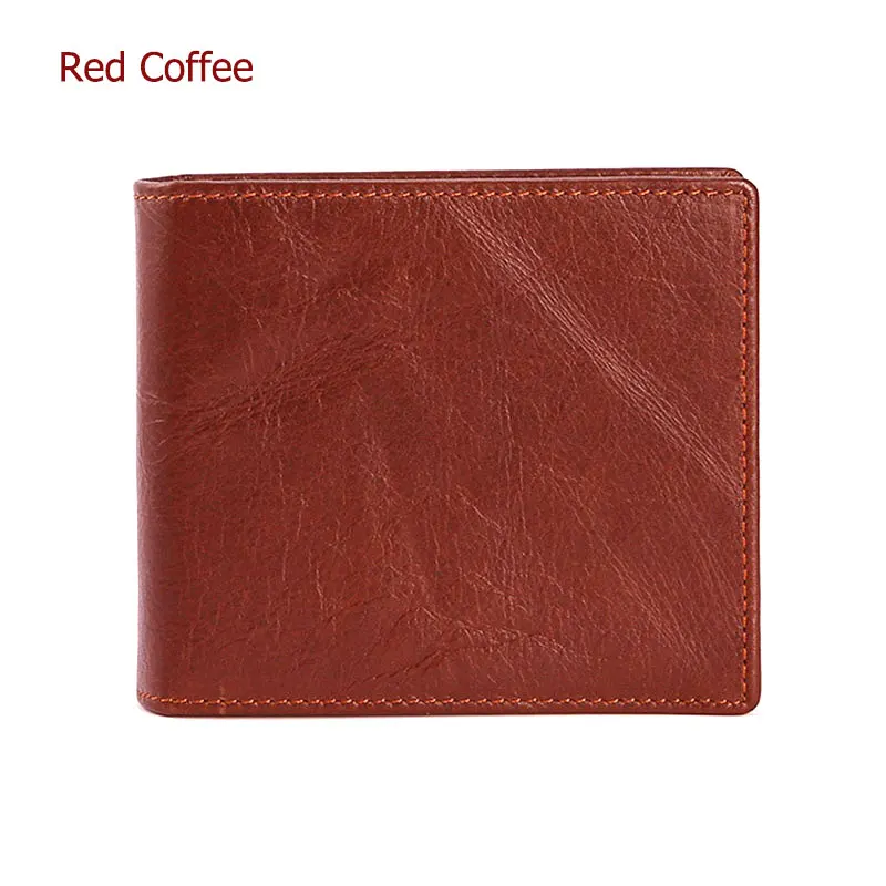 Red Coffee Мужские кошельки с блокировкой RFID, винтажный кошелек из натуральной коровьей кожи, мужской кошелек ручной работы на заказ, кошелек для монет по цене доллара, короткий кошелек carteira - Цвет: Red Coffee