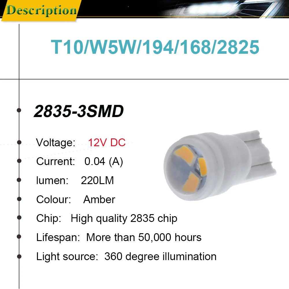 2/4 шт T10 LED W5W Габаритные фонари для автомобиля поворотные номерные знаки свет