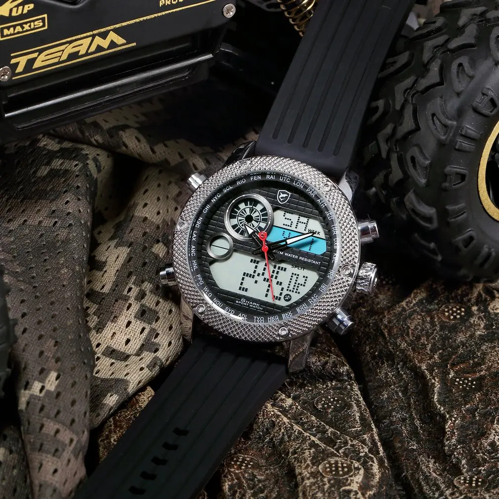 Porbeagle Shark спортивные часы мужские Топ люксовый бренд ЖК цифровые кварцевые