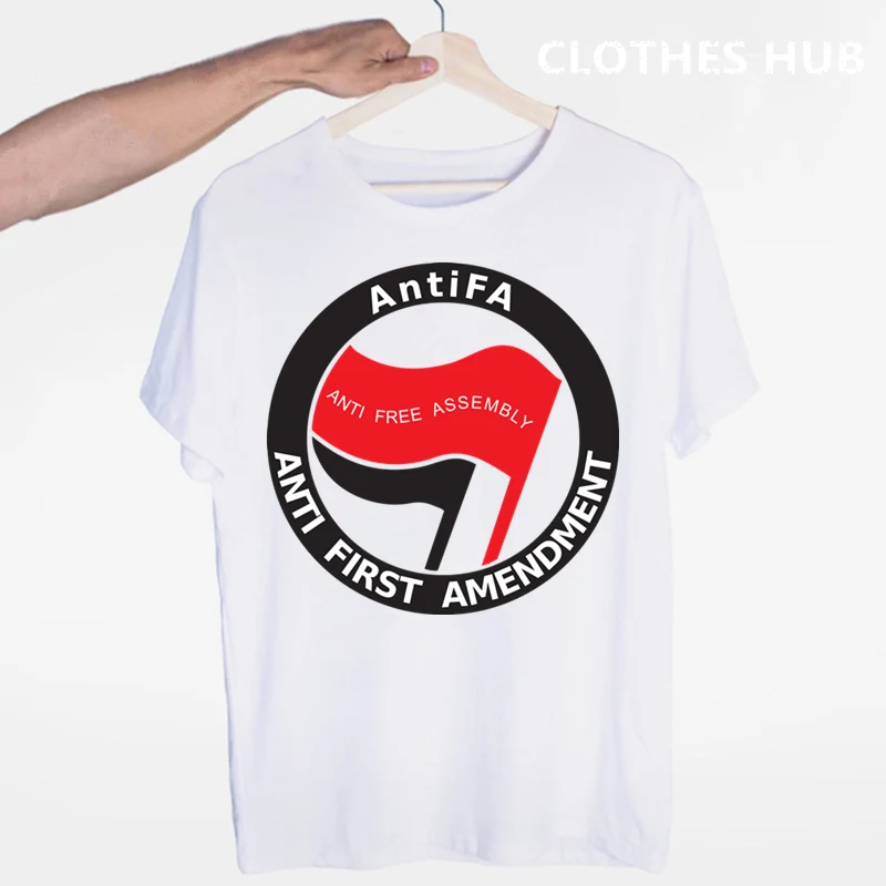 Футболка мужская Антифашистская анархическая ANTIFA свободная тенниска с коротким