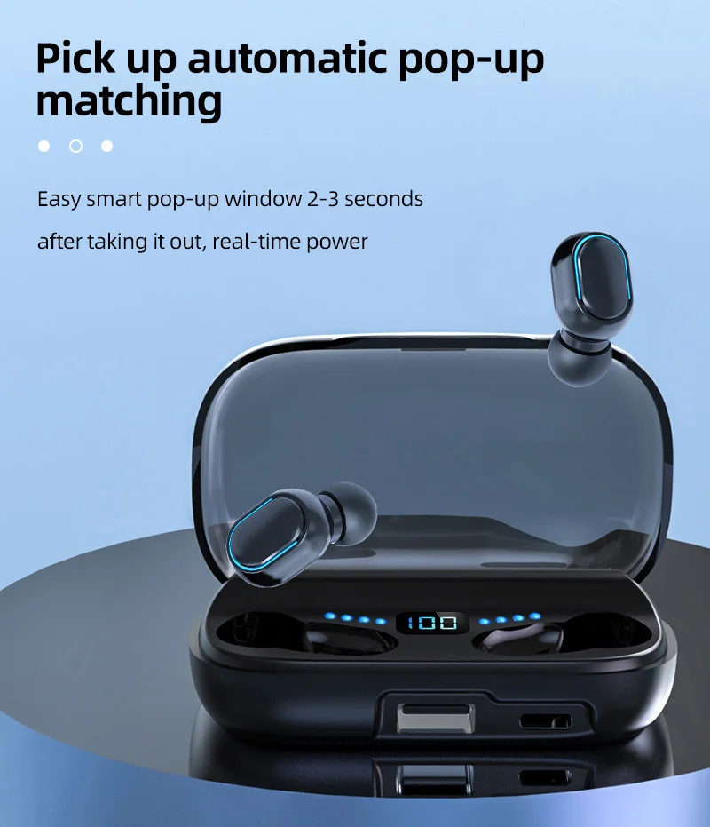

JS2 TWS Bluetooth 5.0 Wireless Headphones Wireless Bluetooth Earphone With Microphone In-Ear Earbuds Waterproof Mini Headset