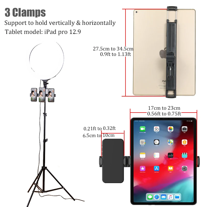 bfollow dual triple clip clamp holder stand mount universal for tablet ipad pro 12 9 mobile phone 360 rotate for tripod bracket free global shipping
