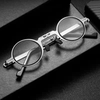 metal round folding reading glasses men blue light computer grade glasses narrow eyeglasses frame for men gafas 4