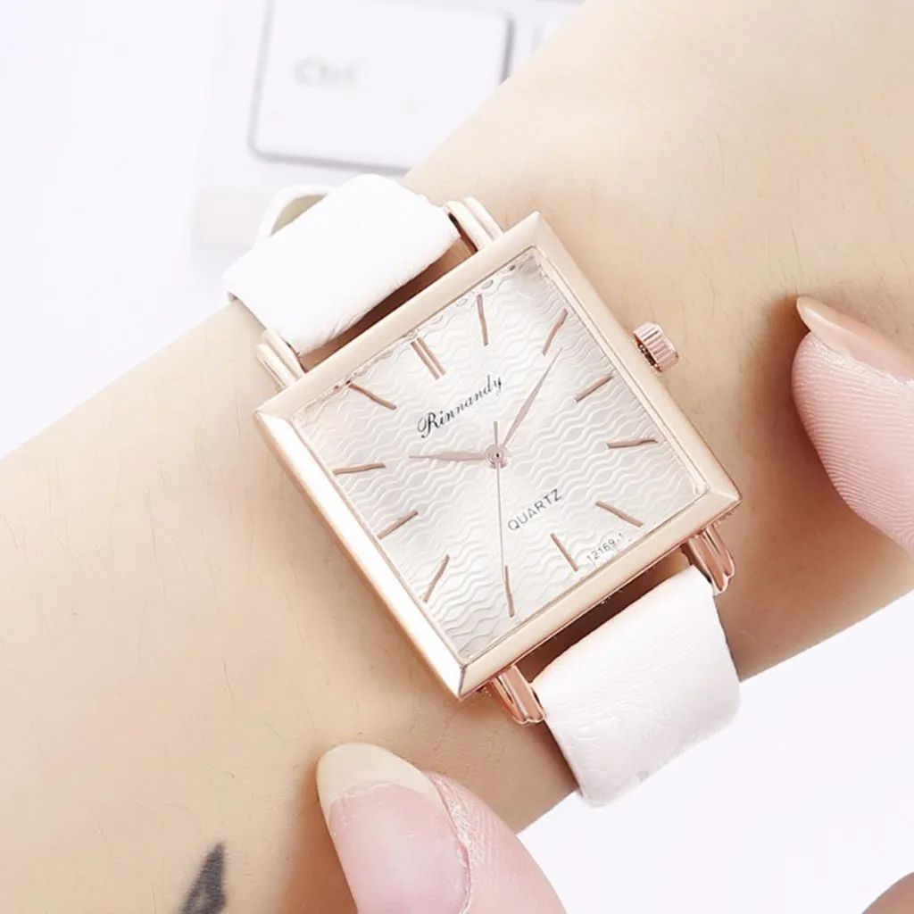 Simple Fashion Women Watches Square Ladies Watch Casual ripple Dial Leather Quartz Wristwatch часы женские reloj mujer /d |
