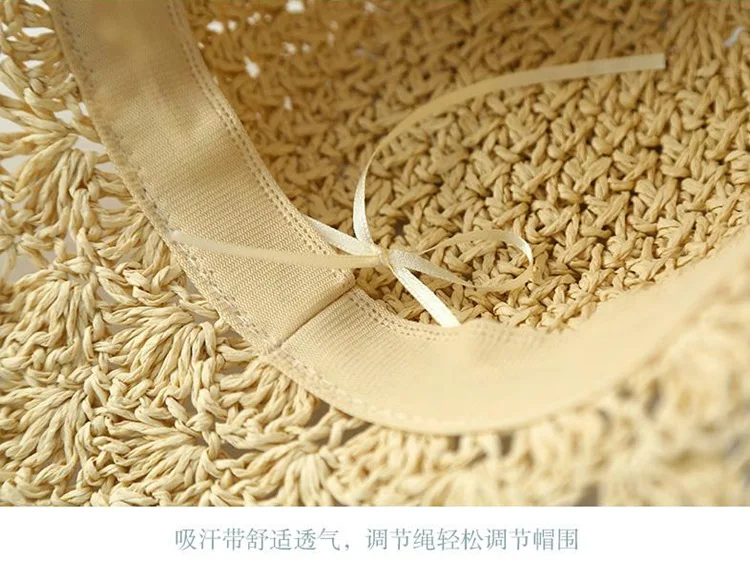 

Fashion Women Summer Hats Sun Beach Panama Straw Hat Wide Wave Brim Folded Outdoor Caps Leisure Holiday Raffia Visors Cap