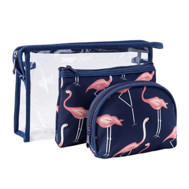 Набор прозрачных косметичек с фламинго водонепроницаемая косметичка Женская