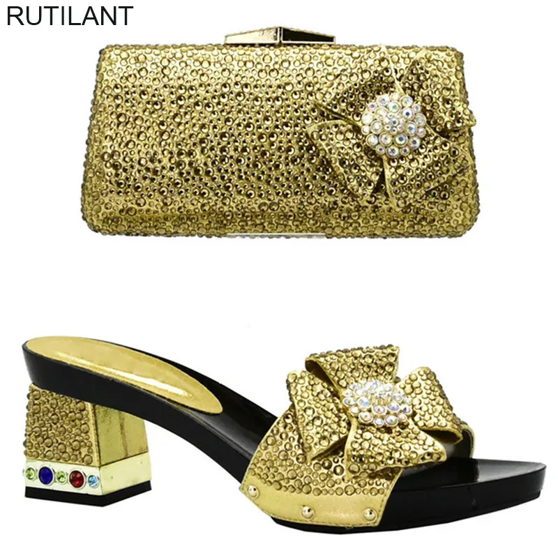 Новейшие туфли в африканском стиле и подходящая сумочка Итальянский комплект из