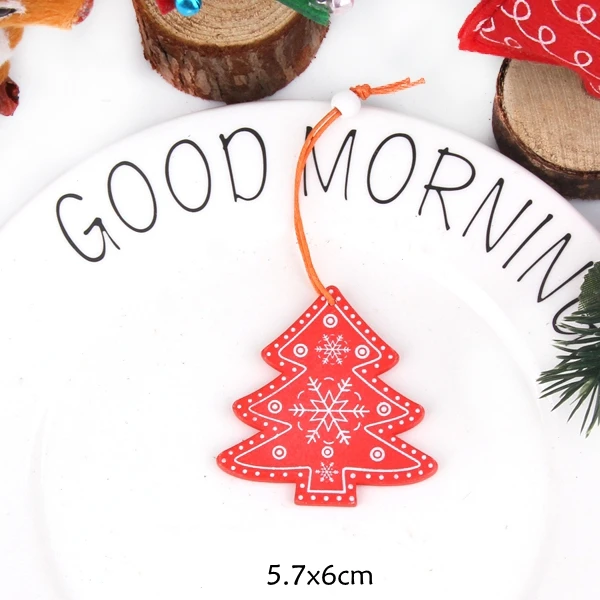 Red Tree 6 шт. DIY креативный Печатный Рождественский деревянный чипборд Подвески Украшения для рождественской вечеринки Рождественские елки украшения детские подарки - Цвет: Red Tree