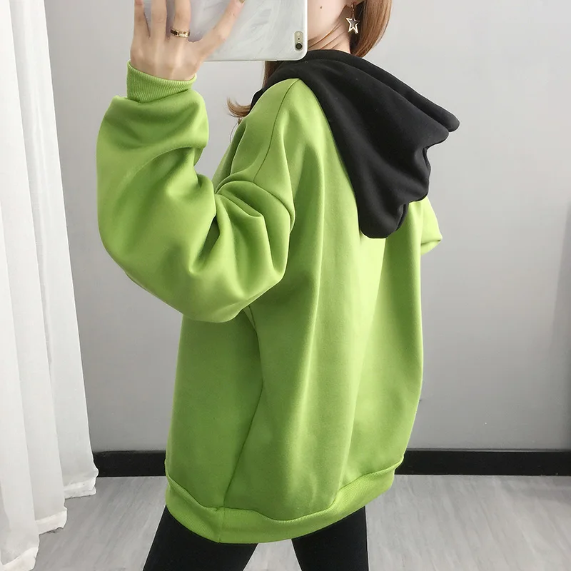 

New Autumn Winter Thick Warm Coat Velvet Women Hoody Sweatshirt Solid Pullover Casual Tops Lady Loose Long Sleeve