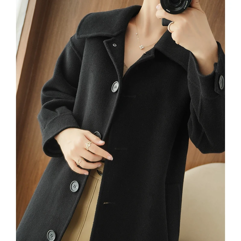

2020 new autumn/winter coat women's double-sided cashmere coat women's wool coat women's wool coat women's middle and long.