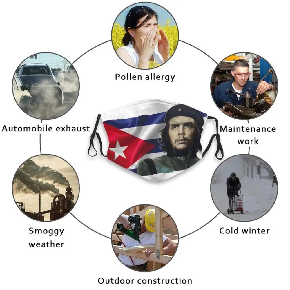 Маска Che Guevara многоразовая с фильтром Pm2.5 и забавным принтом Кубинская