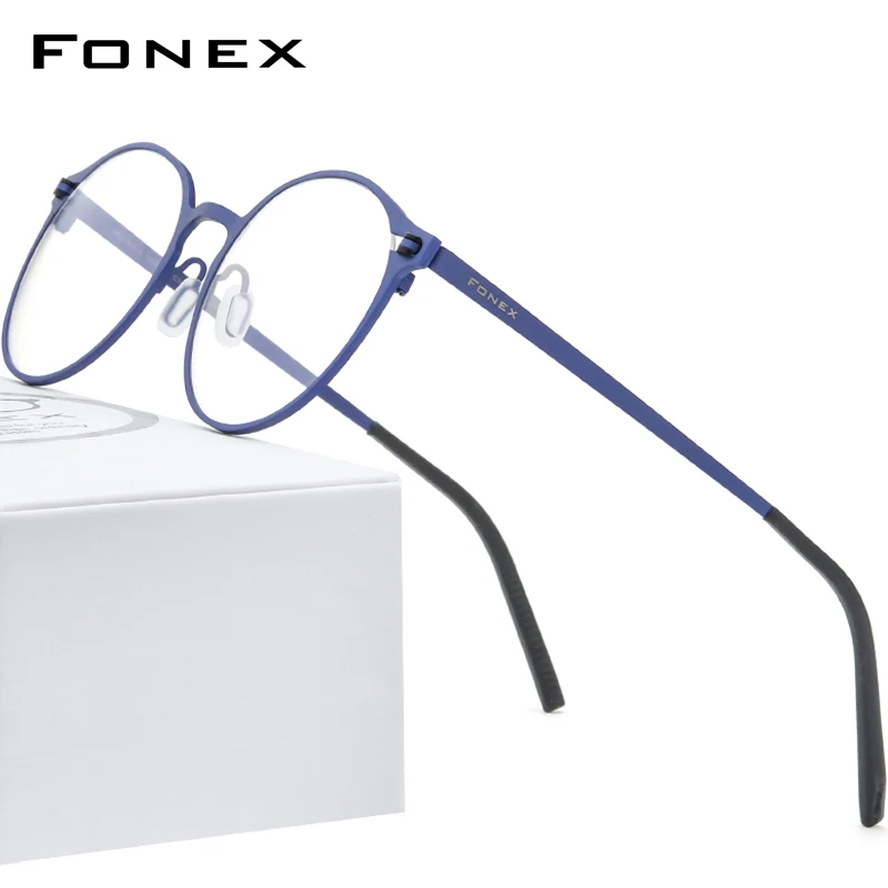 

FONEX Pure Titanium Glasses Frame Women Retro Round Prescription Eyeglasses 2020 New Men Antiskid Optical Screwless Eyewear 8530