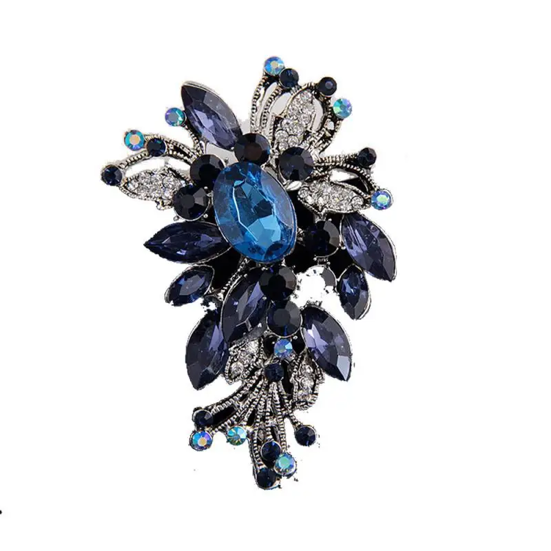 Роял Блю Кристал Лавед Клоуз Свитер Ширт Аксессуарс Деликейт Брооч Винтаж Сильвер Колор Флауэр Шейп Пин Джюэлири он.