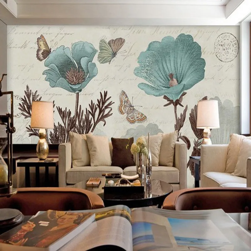 Прямая поставка 3D фото обои ретро Гостиная ТВ фон росписи спальня цветок
