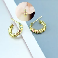 new color cz zircon gold earrings for women geometric small hoop earrings set huggie jewelry wedding bijoux brincos