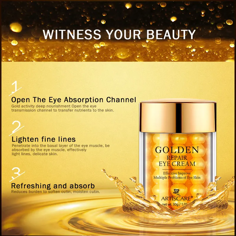 Золотой крем для глаз ARTISCARE 2 шт. против морщин возраста Уход за глазами удалитель