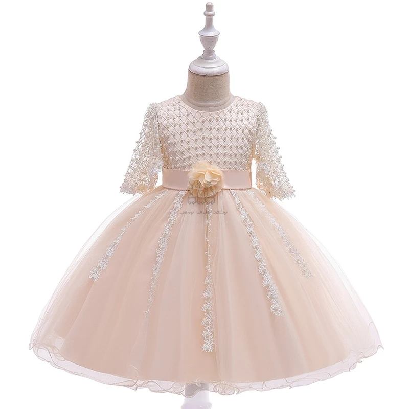 

Girl Dress Children Party Costume Kids Formal Events Petals Designs Vestidos Infant Tutu Flower Dress Fluffy Wedding Gown