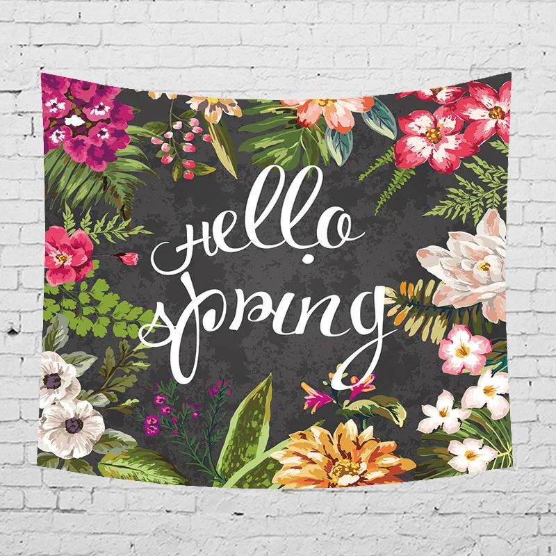 Настенный гобелен с цветами Большие буквы спальный коврик настенный принт