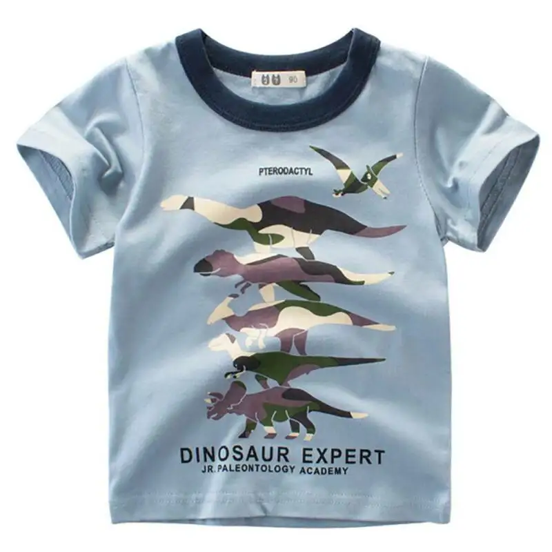 

Kids Cotton Cute Cartoon Dinosaur Design Tops Summer Girl Boy Short Sleeve T-shirt Kids Fashion