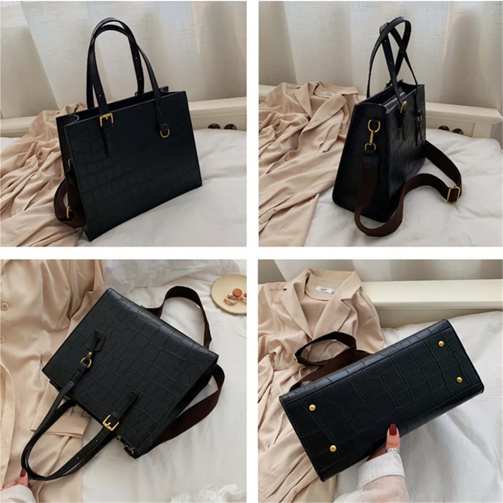 

Shoulder Bag Female Bag New Style European And American Fashion PU Crocodile Pattern Handbag Large Capacity Lady Briefcase