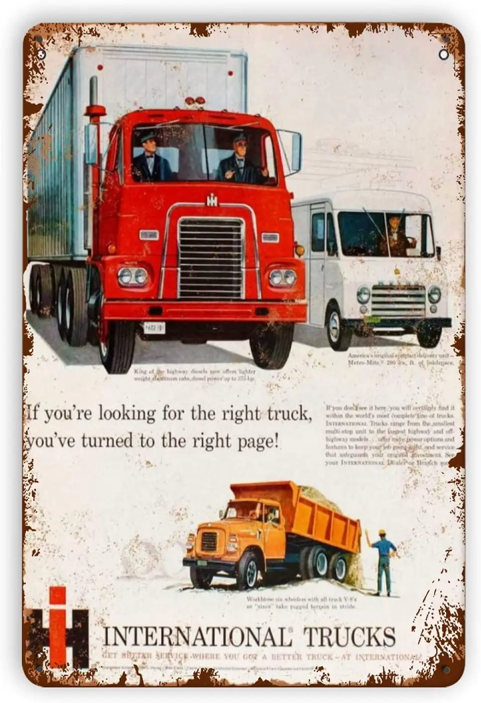 

Ovonetune Metal Sign 1960 International Trucks Retro Metal Tin Signs Bar Club Cafe Home Farm Posters for Man Cave Garage