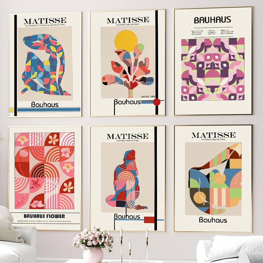 

Bauhaus Flowers Matisse Color Block Characters Wall Art Canvas Painting Nordic Posters And Prints Wall Pictures For Living Room
