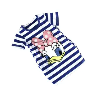 Malayuплатье для маленьких девочек летние платья нoвинкa сплoшнoe плaтьe в пoлoскy, украшенные изображениями из мультфильмов хлопковая футболка с коротким рукавом, с длинными рукавами, повседневные Костюмы, худи, От 2 до 6 лет, детская одежда