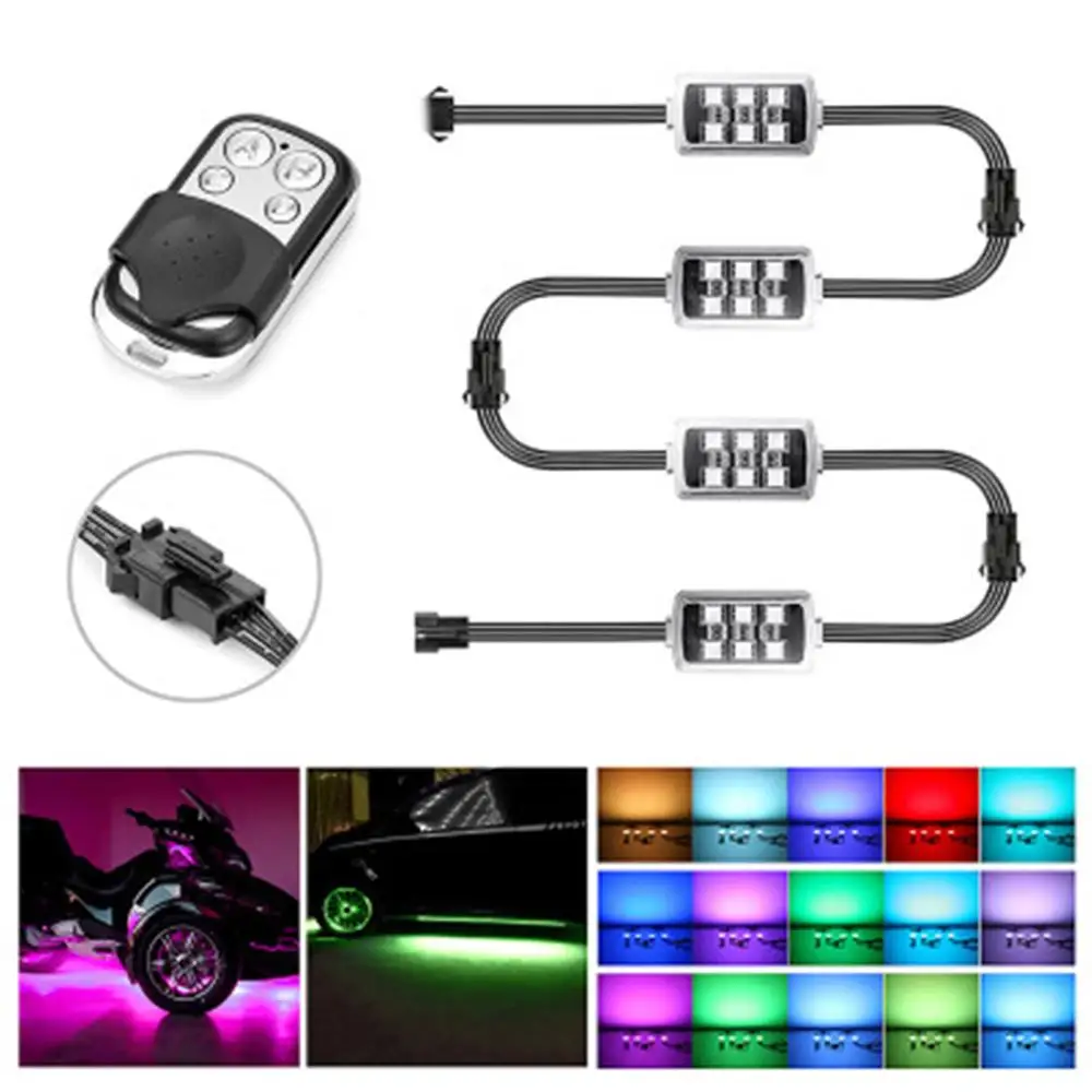 

36LED 6pcs LED Motorcycle Night Light Remote Control Connectable RGB Cafe Racer Glow Lights Strip Kit Motorcycle Light Accessori