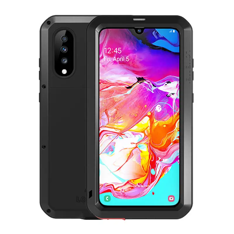Black Водонепроницаемый 360 полный корпус защитный чехол для samsung Galaxy A70 чехол противоударный алюминиевый металлический задний чехол для samsung A70 чехол s - Цвет: Black