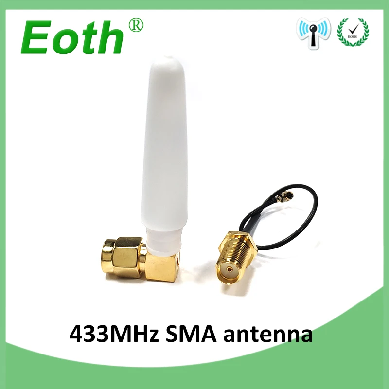 433 МГц Антенна 2.5dbi SMA разъем lora lorawan локоть м антенн Lorawan + 21 см RP SMA/u.FL