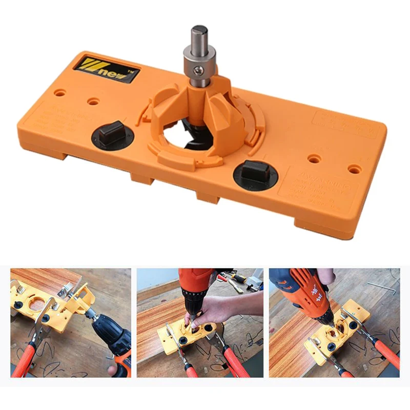 

NEW Concealed 35MM Cup Style Hinge Jig Boring Hole Drill Guide + Forstner Bit Wood Cutter Carpenter Woodworking DIY Tools