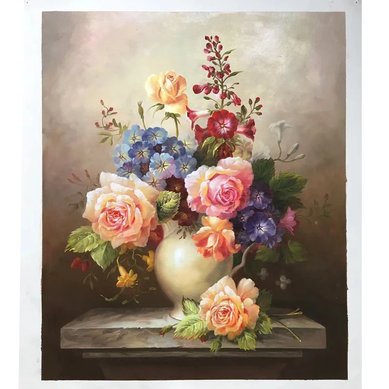 KOWELL 100% Классическая Цветочная ваза ручная роспись масляная живопись на холсте