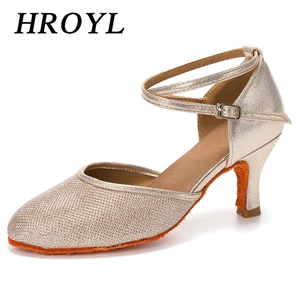 Женская обувь для современных латинских танцев с закрытым носком, танго, обувь для бальных танцев для женщин, бесплатная доставка, 75 см, блестящая обувь для сальсы