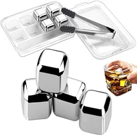 stainless steel whiskey stones ice cubes golden silver reusable chilling rocks whisky champagne beer beverage vodka juice cooler