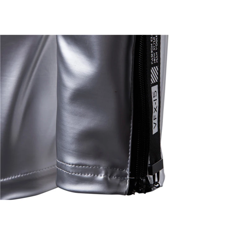 Мужской облегающий кожаный костюм ветрозащитный однотонный кардиган из