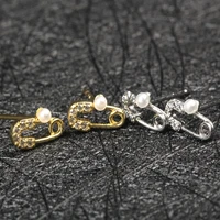 woman earring 925 silver simple fashion paper clip pearl piercing earrings female exquisite ftudent fewelry accessories