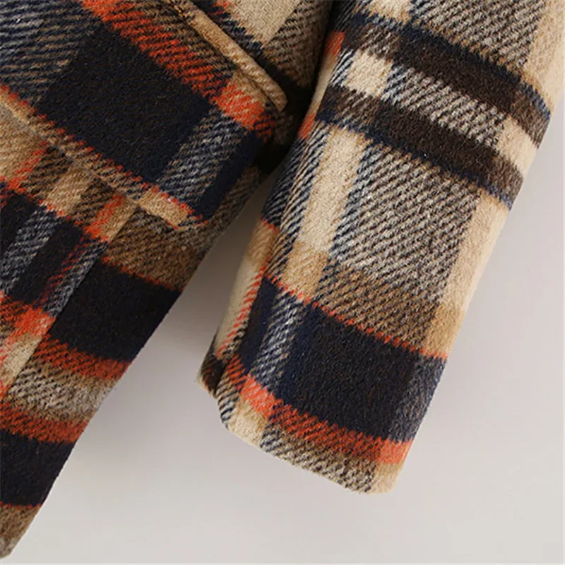 

BLSQR Elegant Winter Plaid Women Blazer Coat Causal Long Sleeve Tweed Coat Office Ladies Pocket Women Suit Blazer