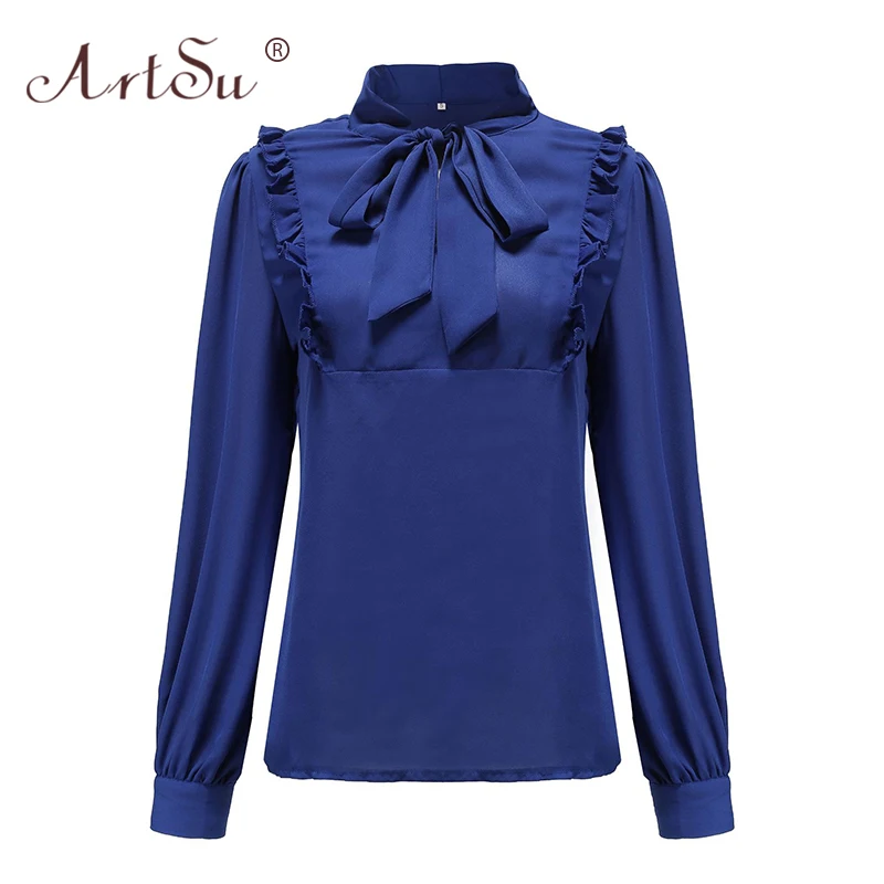 Женская шифоновая блузка с воротником-стойкой длинным рукавом | одежда