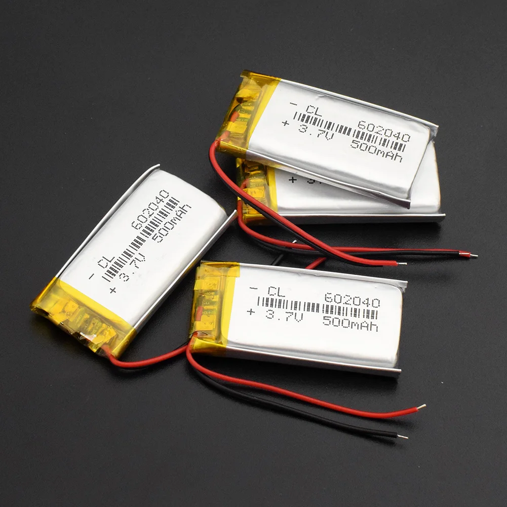 

2PCS 3.7V,500mAH,602040 Polymer lithium ion / Li-Po Rechargeable battery for TOY,POWER BANK,GPS,mp3,mp4,cell phone,speaker