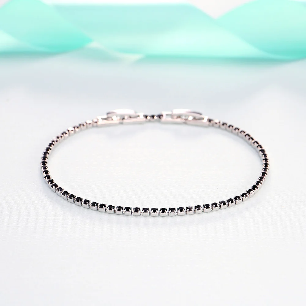 Женские узкие теннисные браслеты LADYCHIC 3 цвета голубые зеленые черные с