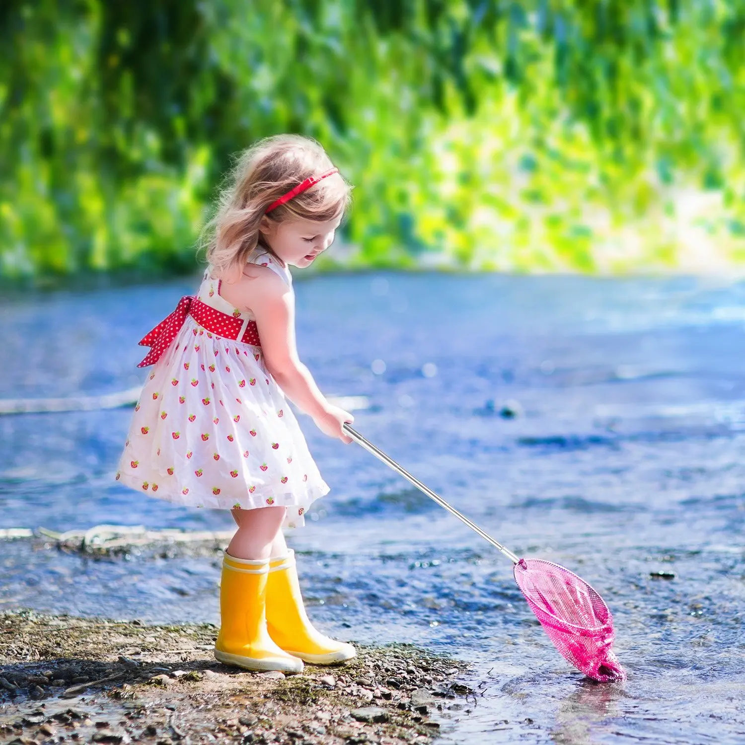 

38-86cm Light Children Stainless Steel Outdoor Toys Telescopic Fishing Net For Butterfly Catching Insects Fishing