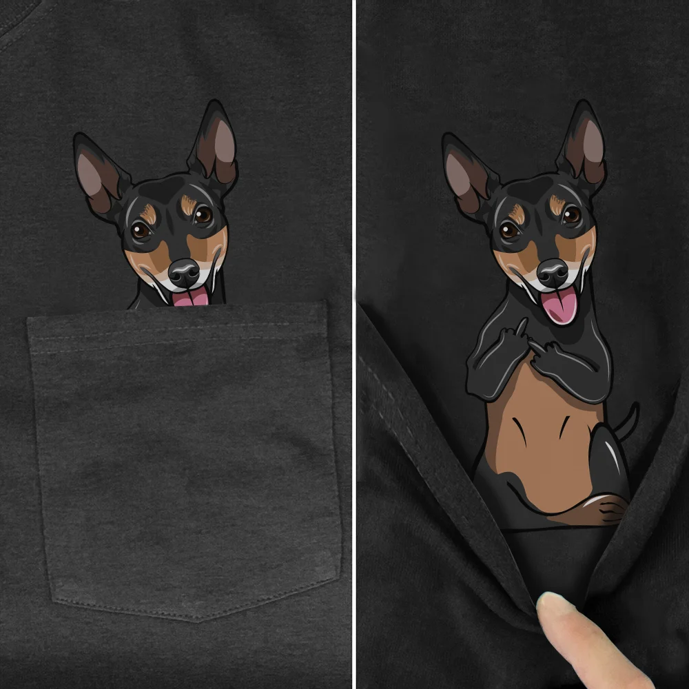 

CLOOCL Funny T-Shirt Fashion Brand Summer Pocket Russian Toy Terrier Dog Printed T-shirt Hip Hop Tops Cotton Pet dog Tees